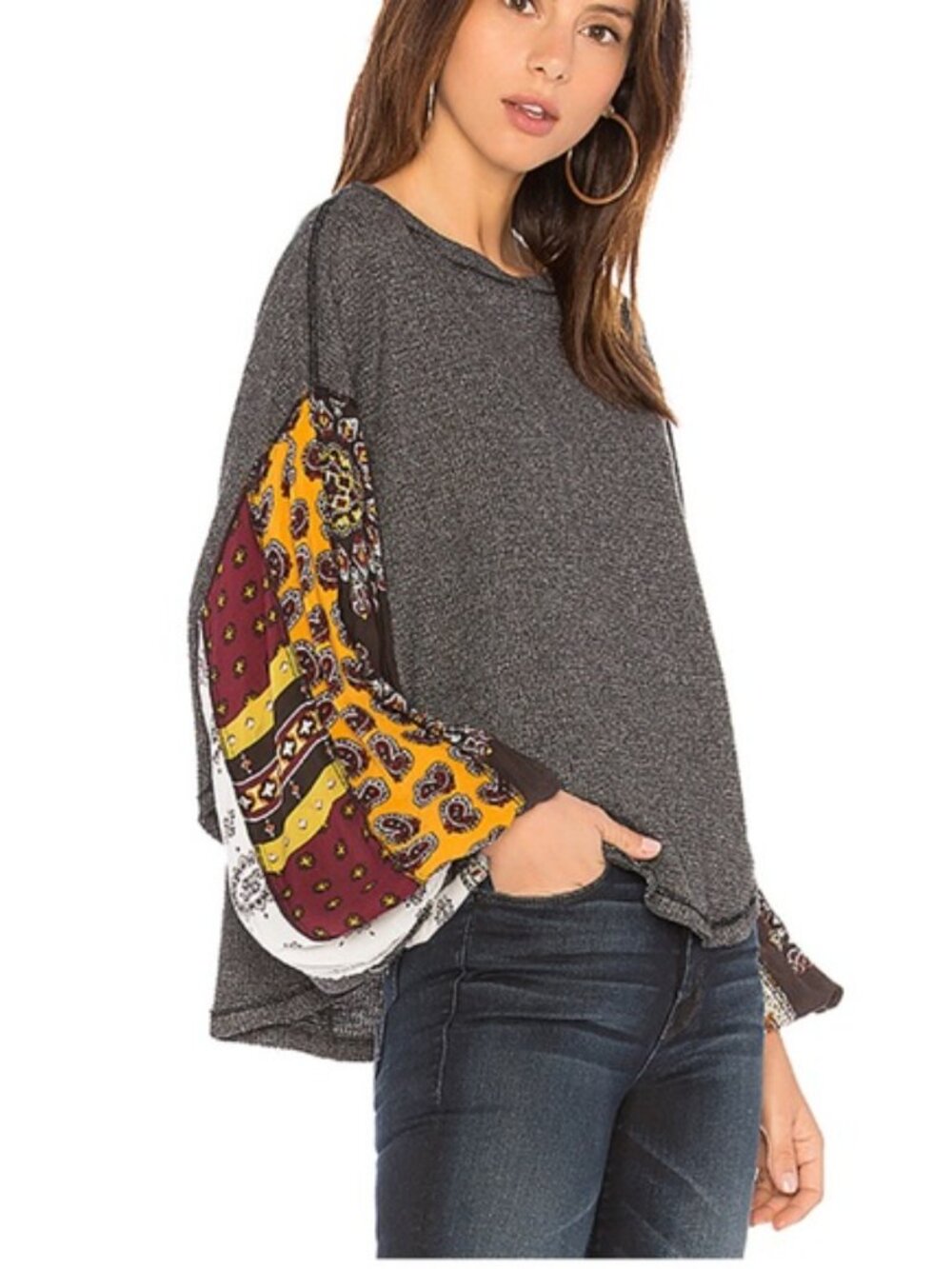 “We the Free” FP Blossom Thermal Multi Pattern Sleeves Size Large